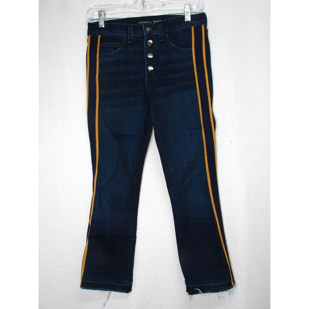Veronica Beard Carolyn Mid Rise Baby-Boot Jean Midnight Wash Tux Stripe Size 26